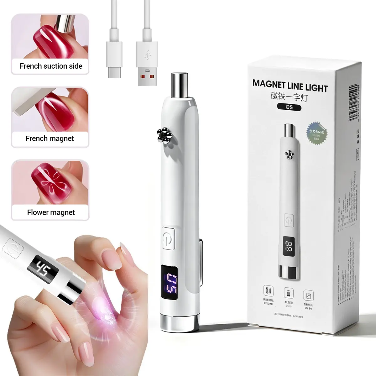 Handheld UV Light for Gel Nails | Mini Portable Cordless Nail Lamp with LCD Display, Eye-Protective Cover, Flash Curing Glue