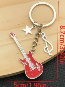 Guitar Shape Zinc Alloy Keychain, Fashion Electric Guitar Design, Durable Metal Ring, Perfect Gift for Music Lovers