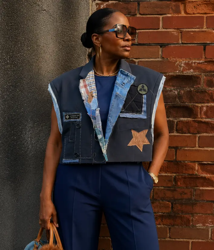 Custom Superior Vintage Patchwork Crop Blazer