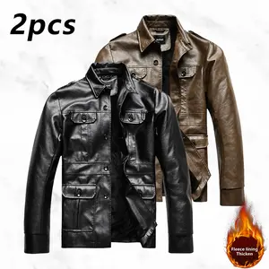 Men's Motorcycle Style Leather Jacket Trendy Stylish Fleece Lined for Extra Warmth Perfect for Men on the Go Available in Black Earth Yellow Multiple Colors Versatile Outerwear Menswear genuine leather barn  jacket  outfit men jacket short winter autumn