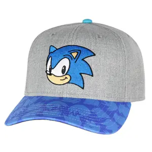 Sonic The Hedgehog Embroidered Face Pre-Curved Bill Adjustable Snapback Hat Cap
