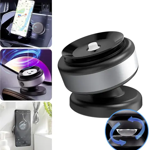 360-Degree Magnetic Suction Phone Holder & Mount - 32n52 Rubidium Magnets Strong Hold, Adjustable Suction Cups, Brake Stability, Gel Layer, 122g, Double-Sided for Mirror/Smooth Surfaces, MagSafe-Compatible iPhone 15/14/13/12 Car Accessory, 32N52 Strong Ho