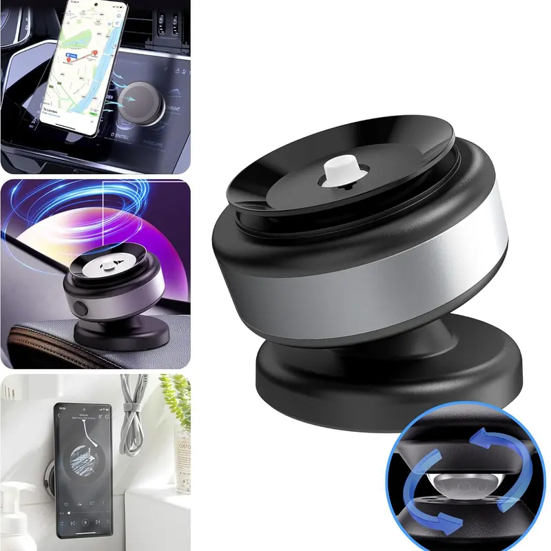 360-Degree Magnetic Suction Phone Holder & Mount - 32n52 Rubidium Magnets Strong Hold, Adjustable Suction Cups, Brake Stability, Gel Layer, 122g, Double-Sided for Mirror/Smooth Surfaces, MagSafe-Compatible iPhone 15/14/13/12 Car Accessory, 32N52 Strong Ho