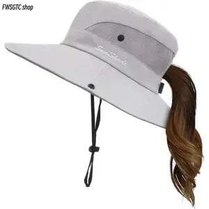 2026 Viral Trendy Womens Wide Brim Sun Hat, Foldable Lightweight Ponytail Hole Bucket Cap With UV Protection, Outdoor Headwear Perfect for Beach & Hiking Daily Outings