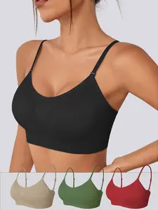 Women's Sports Yoga Fitness Bra, No Steel Cup Adjustable Strap Tank Top Bra, Comfortable Ladies Gym Workout Underwear