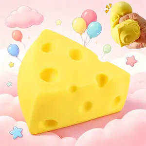 Yellow Cheese Squishy Toy, Soft Rebounding Sensory Toy, Food Themed Cheese Cube Squeeze Toy, Stress Relief Squishies for Relaxation & Focus, Cute Novelty Fidget Toy, Perfect Gift for Adults & Friends