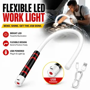 30 Inch Flexible Rechargeable LED Work Light Stick with three lighting modes and moderate lumen. Bendable lamp for auto repair and garage use, practical durable tool, ideal Father's Day gift for mechanics, gardeners and daily maintenance work needs