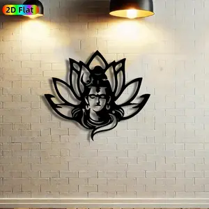 1pc Shiva Lotus Metal Wall Art, Serene Shiva Statue Mural, Ideal Gift for Diwali, New Year, Spiritual Decor Enthusiasts, Rust-Resistant Metal Wall Decor Wall Sculptures, Perfect for Temple Wall & Garden Fence, Exquisite Sacred Home Decor