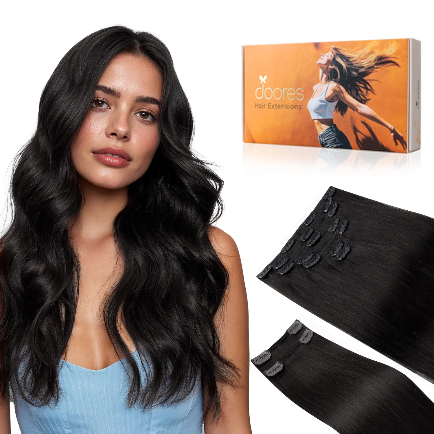 Doores Clip in Hair Extensions 120g 7pcs 150g 9pcs 100% Human Hair Straight for Daily Use & Special Occasions for Women#tiktokshopstockup