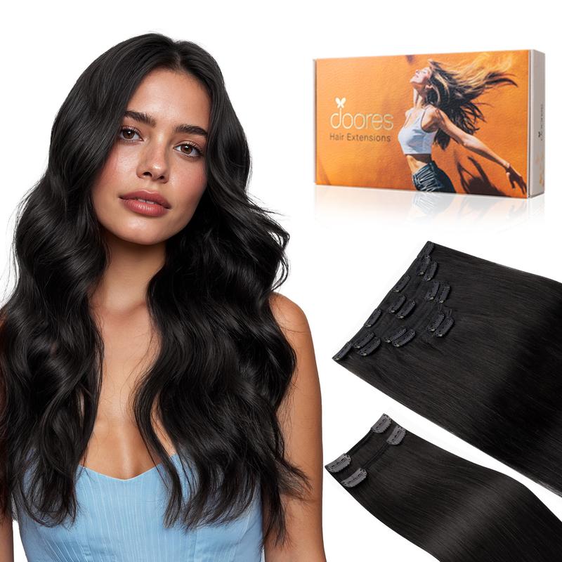 Doores Clip in Hair Extensions 120g 7pcs 150g 9pcs 100% Human Hair Straight for Daily Use & Special Occasions for Women#tiktokshopstockup