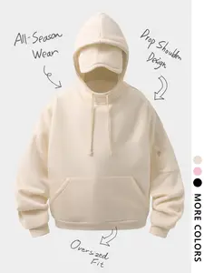 Women's Thickened Warm Hooded Sweatshirt, Casual Hoodie Jacket, Fitted Long Sleeve Basic Minimalist Fashion Streetwear Casual Vintage Youth Holiday Simple Campus Natural Versatile Quality Outdoor City Style Womenswear Everyday Hoodie