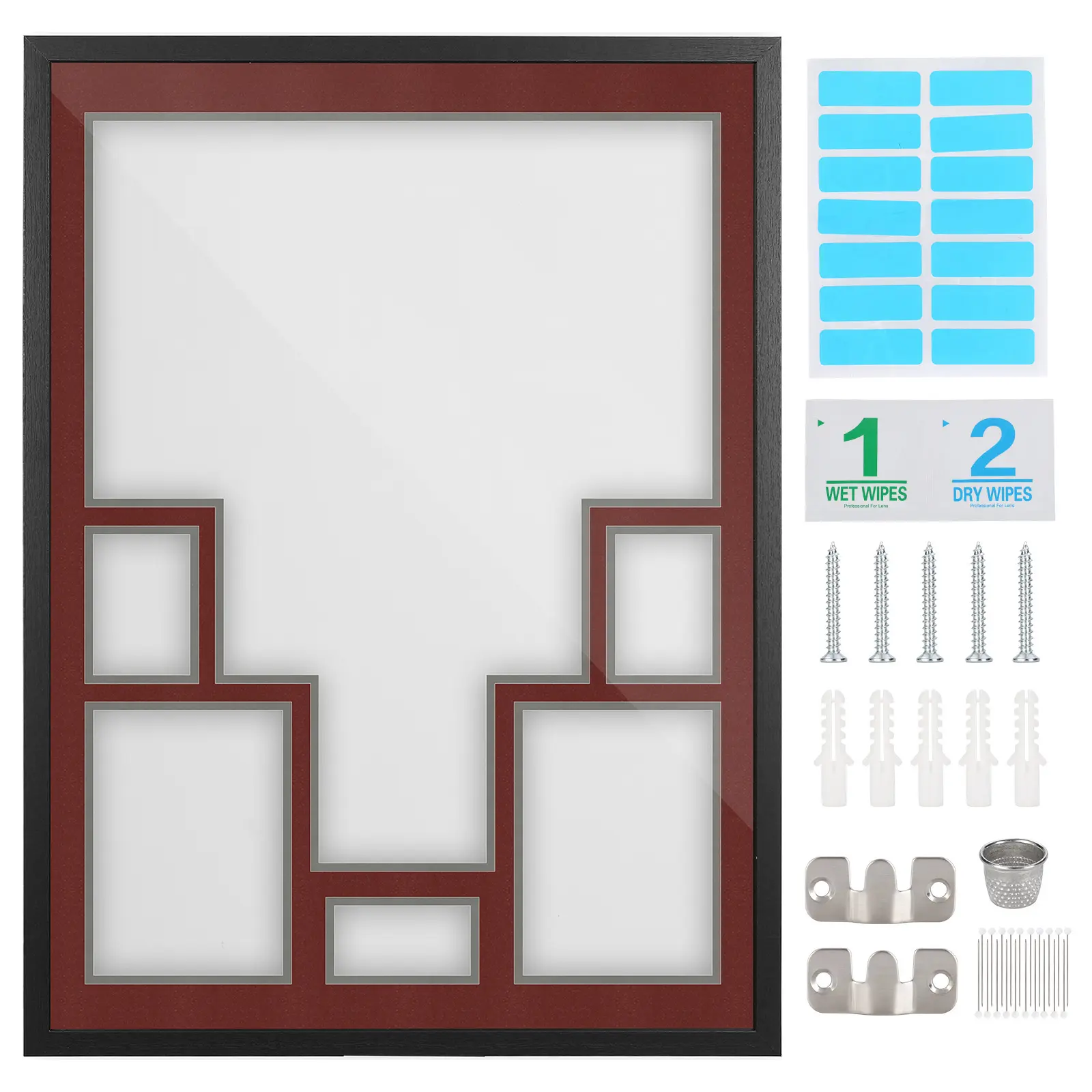 Jersey Display Frame with 4 Photo Slots and Signature Opening - Silver Bottom Mat, 10 Top Colors