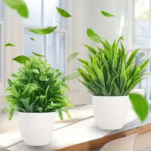 4pcs Beautiful Decorative Small Potted Plants, Plastic Flowers, Artificial Flowers, Artificial Flower Set, Living Room and Home Potted Plants