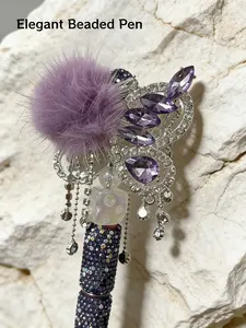 Large Beautiful Alloy Butterfly Bead Set with Matching Color Beaded Pen, Includes 2 Acrylic Spacer Beads, Perfect Gift for Women