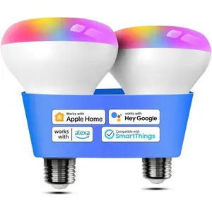 Smart Light Bulb, BR30 Flood WiFi LED Bulbs Compatible with Apple HomeKit, Alexa, Google Assistant & SmartThings, Dimmable E26 Multicolor 2700K-6500K RGBCW, 1300 Lumens 100W Equivalent, 2 Pack