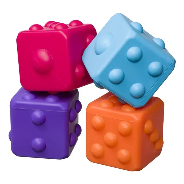 Toysmith Poppin’ Dice Sensory Toy - 1 Squishy, Colorful 2.36in Assorted Dice Cube, Squishies Fidgets, Stress Relief Fidgets, Sensory Friendly Tool for Kids’ Fine Motor Skills Development