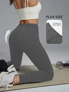 Plus size Women's Low Rise Workout Leggings - Super Soft High Elastic Tights for Yoga Running Training Daily Life