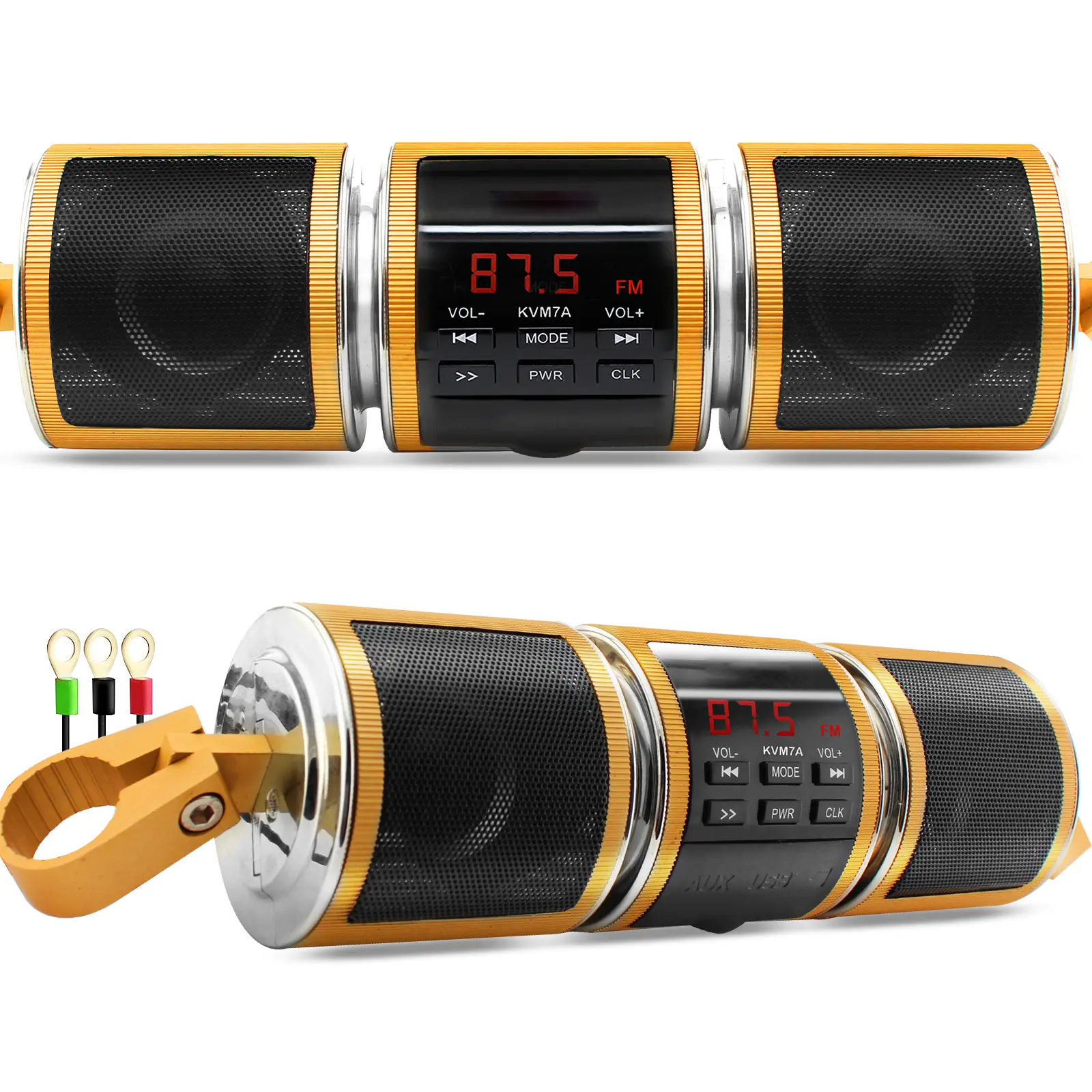 Korbros Motorcycle Speakers IP65 Waterproof Motorcycle Bluetooth Audio System - Handlebar-Mounted Speakers with USB/TF/AUX/FM Playback for Outdoor Riding