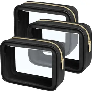 3PCS Diaper Bag Organizer Pouch Set, TSA Approved Toiletry Bag，Clear Waterproof PVC Makeup Bag Set Travel Organizer Bags for Women and Kids