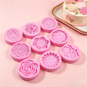 9 Pcs Flower Silicone Mold, Fondant & Chocolate Molds Non-Stick, Baking Supplies for Cupcake Dessert Candy Jelly, DIY Polymer Clay Jewelry Soap Making Kit