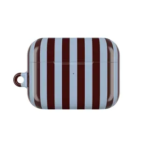 Blue And Brown Striped Airpod Case, Aesthetic Printed Cover for AirPods 1,2,3,4 & Pro 1,2,3, Trendy Striped Case, Gift For Her