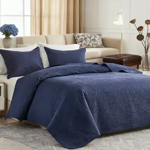 3pcs Quilt Set-Ultra-Soft Lightweight Bedspread, Modern Coin Pattern All-Season Coverlet with 1 Quilt&2 Pillow Shams