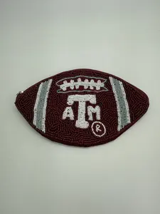 A&M Football Shaped Beaded Coin Pouch