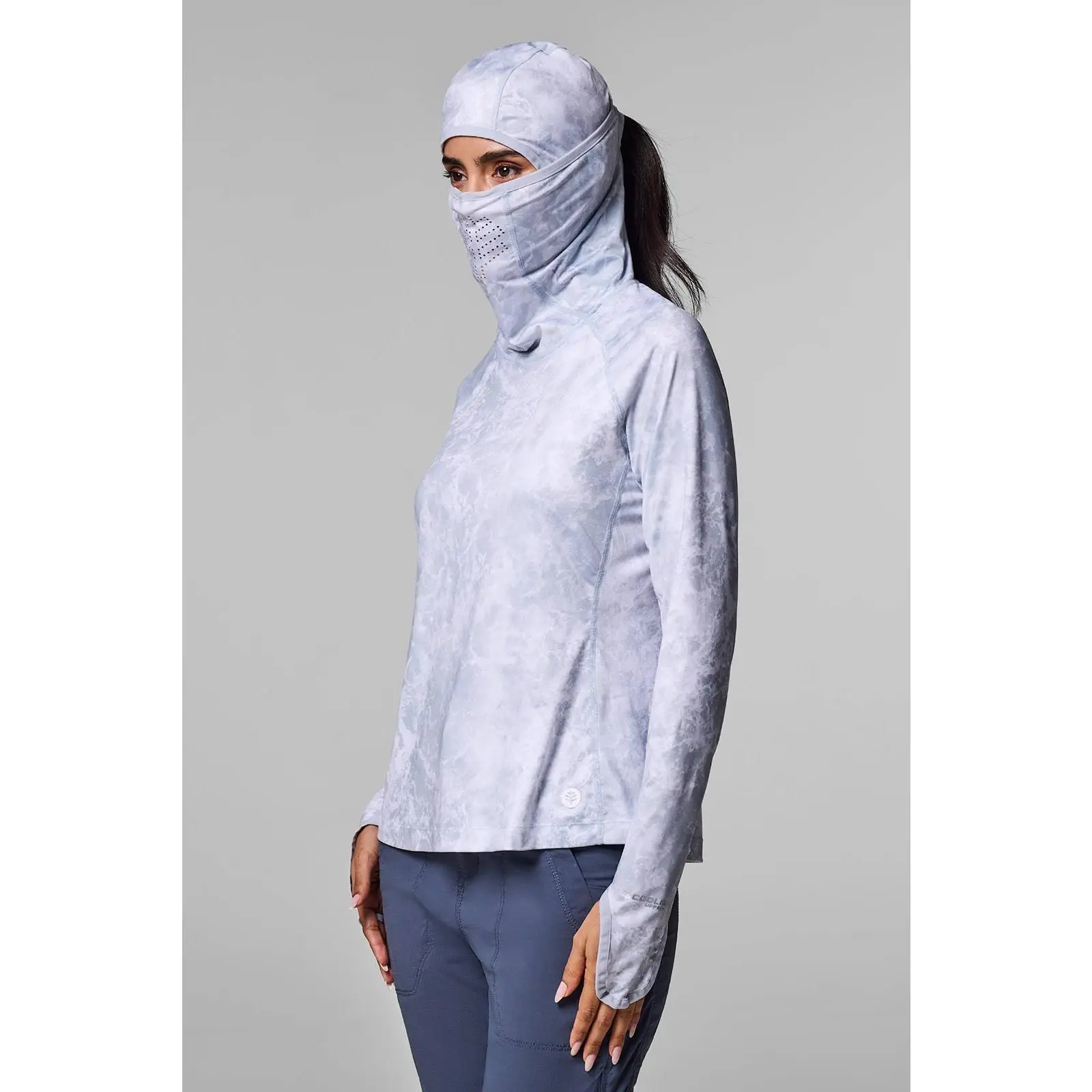Paros | Women's Vented Fishing Hoodie | Grey Water Print