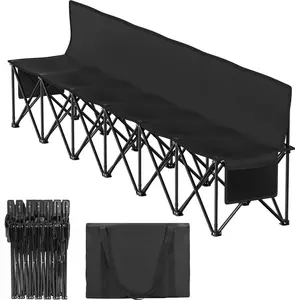 6/8-Seat Folding Bench Seat with Individual 17.3"x 17.3" Seats: Portable Soccer Bench with 600D Oxford Fabric & Side Pockets – Heavy Duty Outdoor Bench for Sports, Camping, Patio & Park