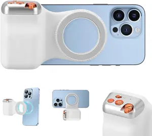 Portable Magnetic Smartphone Camera Grip Mount - Detachable Wireless Shutter Remote, Works with Native Camera, Ergonomic Handheld Shooting Handle & Stand for iPhone & Android Devices, Phone Accessories