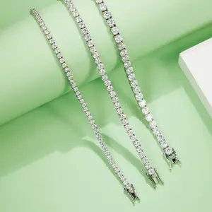 Classic Four-Claw Tennis Bracelet, made of S925 silver plated with 18K white gold and set with D-grade moissanite diamonds