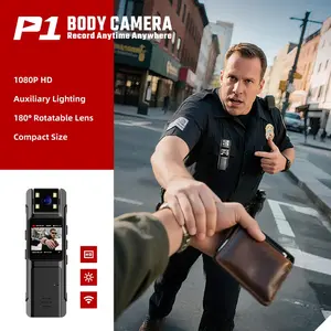 P1 1080P HD Body Camera with 180° Rotatable Lens & 130° Wide Angle, WiFi, Night Vision, 52g Compact Wearable Body Cam for Law Enforcement Security Firefighters