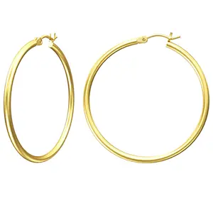 OIDEA Gold Tone Hoop Earrings for Women, 50mm Lightweight Statement C-Hoops in Stainless Steel, Hypoallergenic & Tarnish Resistant, Gold Earrings