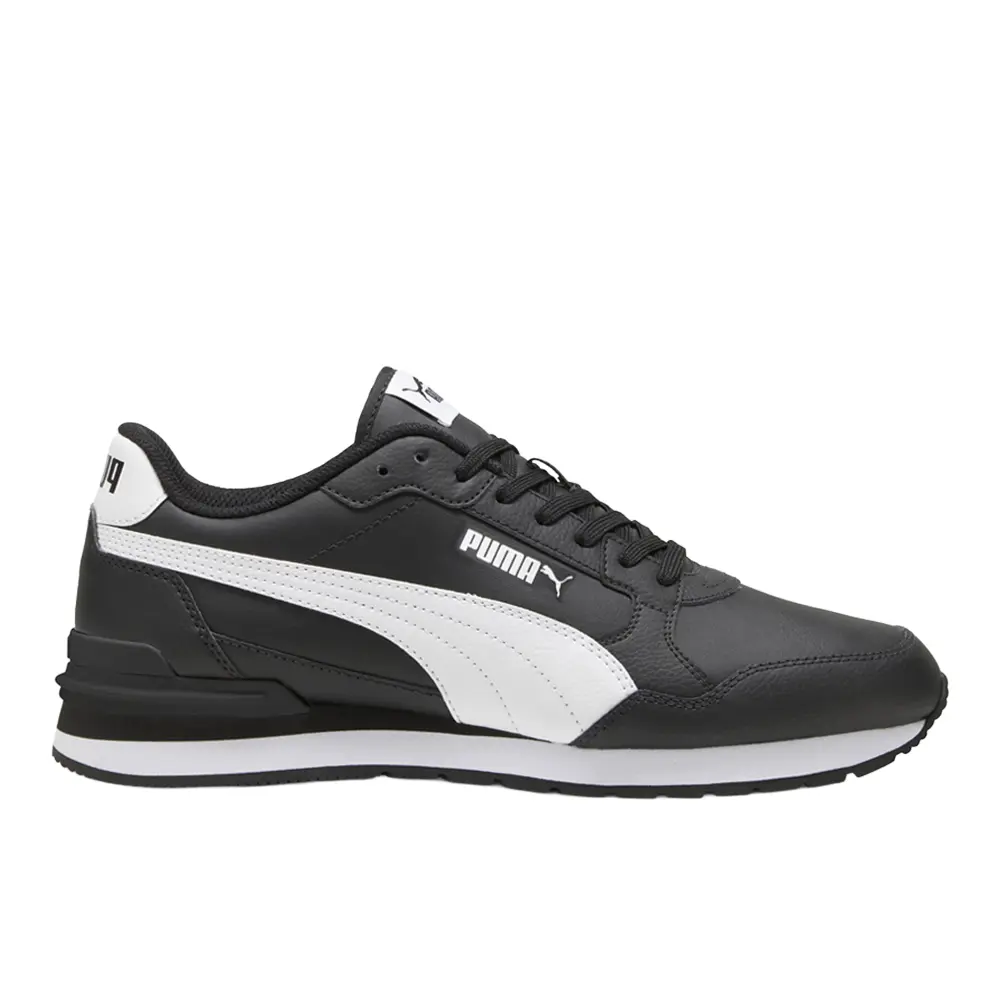 PUMA Mens St Runner V4 Leather Lace Up Sneakers Shoes Casual - Black
