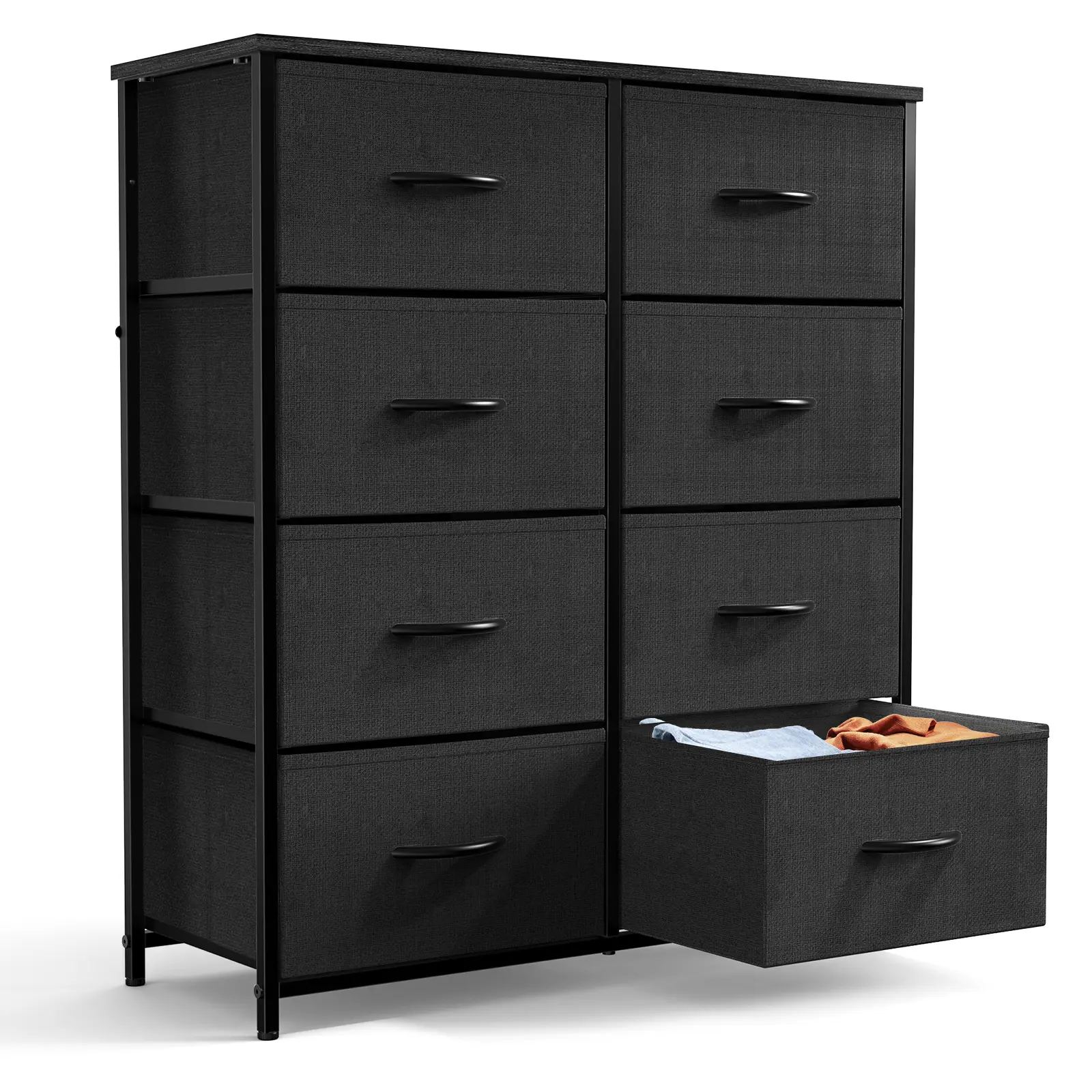 8-Drawer Modern Dresser - Bedroom Dresser with Steel Frame & Wood Top, Indoor Storage Furniture for Clothing Organization in Bedroom, Closet