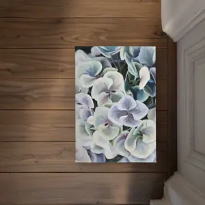 212 MAIN Polyester Loop Door Mat, Hydrangea Flowers Print, 17x24 in, Indoor-Outdoor Use, Colorful Rustic Household Textile Decor (Model CODM1724GHOVNW)