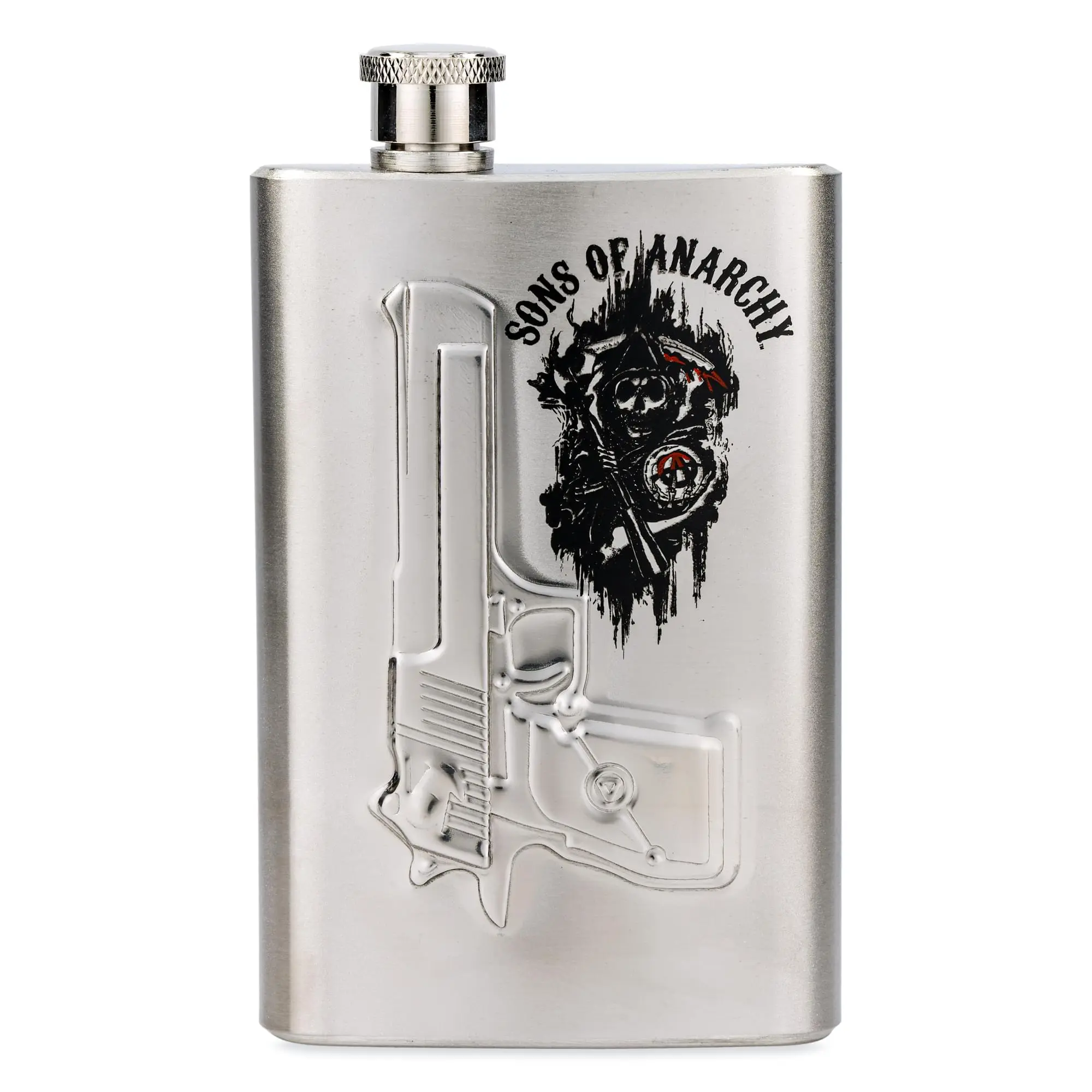 Sons of Anarchy Logo Molded 6oz Flask, Kitchenware Bar Accessory, Gift Idea, Hand Wash Compatible, 6 Ounces, Amazing Gift
