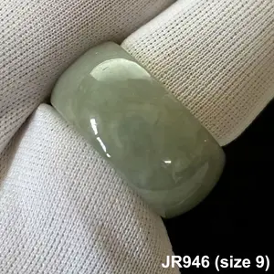 Wide Band Natural Green Jade Jadeite Rings