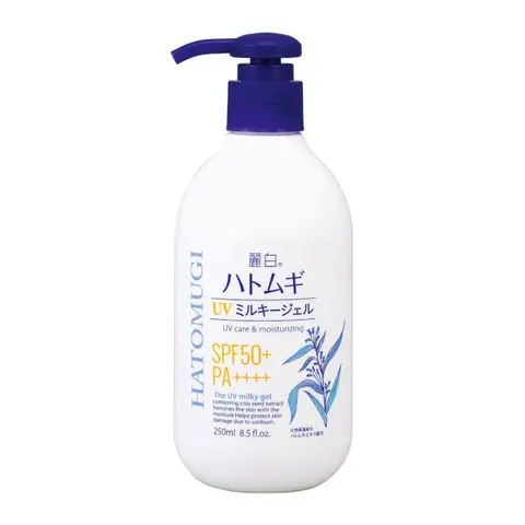 KUMANO Reihaku Hatomugi UV Milky Gel 250ml SPF50+ PA++++ Coixseed Moisturizing Body & Facial Sunscreen Protection