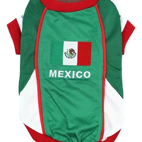 Parisian Pet 'Team Mexico' Dog & Cat T-Shirt – Patriotic Dog Shirt, Perfect for Soccer Fans – Red, White, Green
