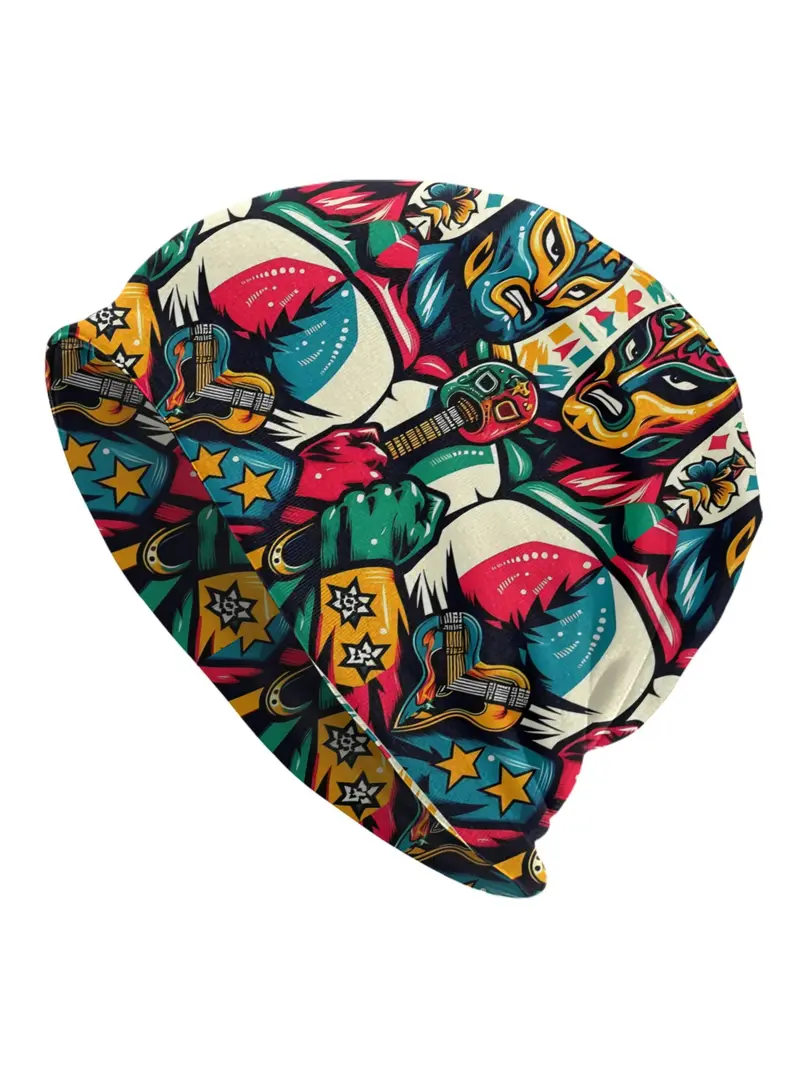 Mexican Wrestling Spring and Autumn Soft Hat Sports Hoodie Breathable Fitness Knitted Hat Warm Running Fashion Printed Graphic Hat Outdoor Sports Elastane BIIHUDU Brand