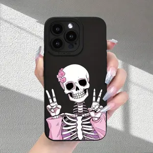 Skull Pattern Phone Case Cover, Design, Shockproof Tpu Material, Compatible with iPhone 15 Series & More Models
