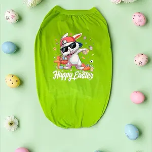 Cool Bunny Easter Pet Shirt - Green and Orange Dog Shirt with Bunny Design, Perfect for Easter Celebrations