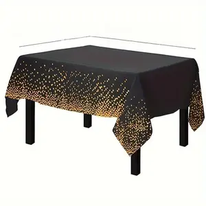 EastJia Made in USA Smooth Print Rectangle Black & Gold Dot Polyester Tablecloth - Reusable, Washable, Handmade Boho-Style, for Halloween, Wedding Parties; Also Fits Sofa, Wall Peach Decorations