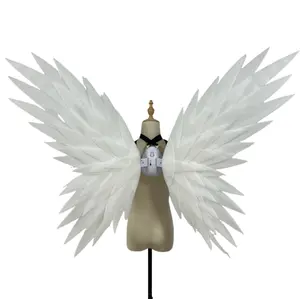 Adult Plain Handmade White Feather Butterfly-Shaped Electric Cosplay Wings, Cotton-Detailed Fashion Accessory, Ideal for Costumes, Parties and Outdoor Fun