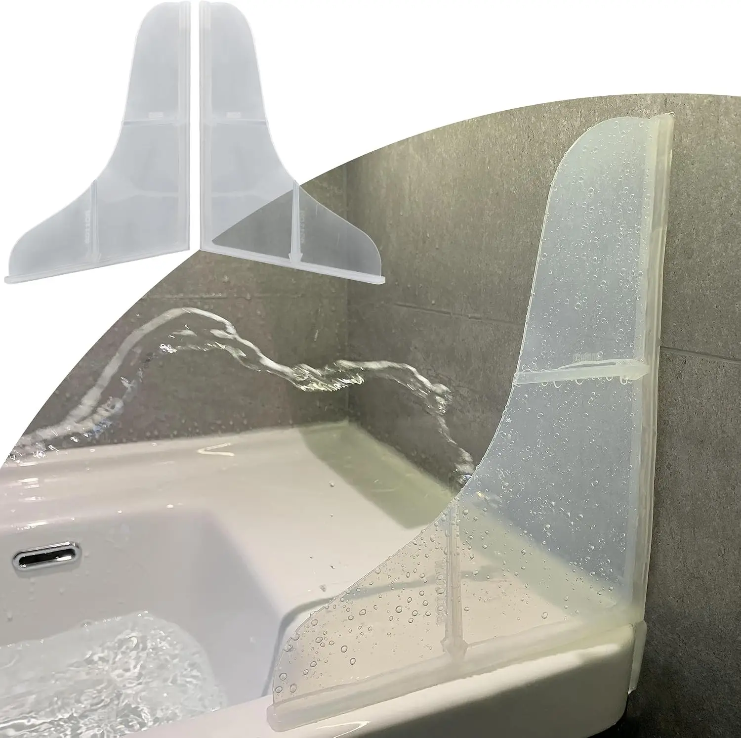 Silicone Shower Splash Guard - Bathtub Corner Water Guard 2 Pack | Clear bathtub corner splash guard; bathroom shower water guard for washbasin, tubs, sinks, shower guards to keep water in