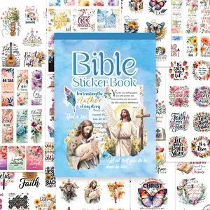 353PCS Vibrant Bible Sticker Book Blue Cover Religious Vinyl Stickers for Journals Planners Scrapbooks DIY Crafts Waterproof Multi-Style Cut Film Stickers Easter Christian Stationery