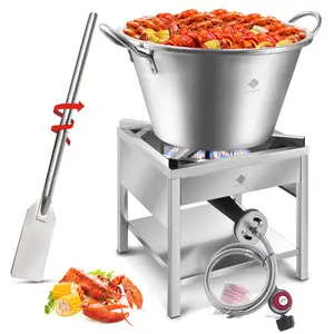 ARC 200,000BTU Stainless Steel Propane Burner with 41QT Outdoor Wok and 48" Mixing Paddle Set, 21" Heavy Duty Mexican Cazo Para Carnitas, Great for Carnitas Braising,Sea Food Boiling