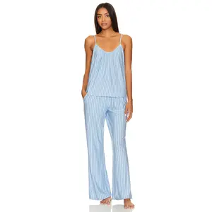 eberjey Gisele Cami & Pant PJ Set in Vista Blue & Ivory