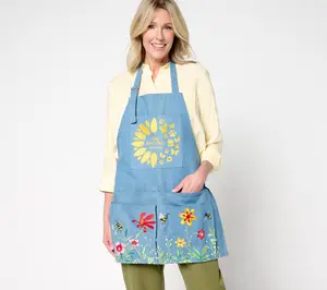 Girl Next Door Embroidered Denim Garden Apron Girl Next Door Embroidered Denim Garden Apron